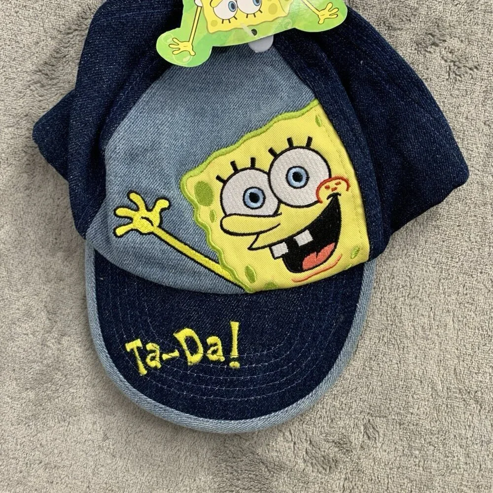 Vintage Nickelodean Hat Toddler Kids Spongebob Squarepants Ta-Da! Cap 2003 Y2K
